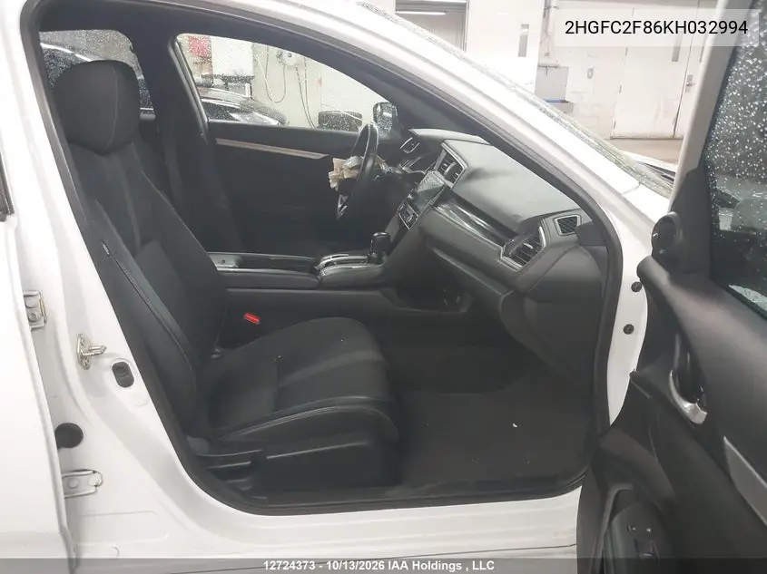 2019 HONDA CIVIC VIN 2HGFC2F86KH032994 — фото 5