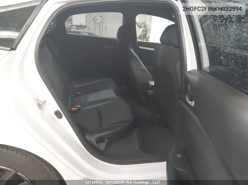 2019 HONDA CIVIC VIN 2HGFC2F86KH032994 — фото 8