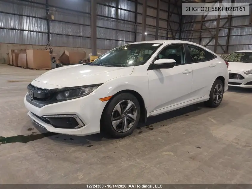 2019 HONDA CIVIC VIN 2HGFC2F58KH028161 — фото 2