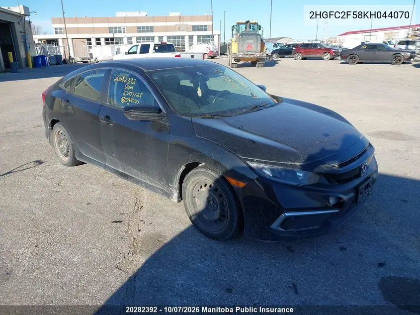 HONDA CIVIC 2019, VIN 2HGFC2F58KH044070