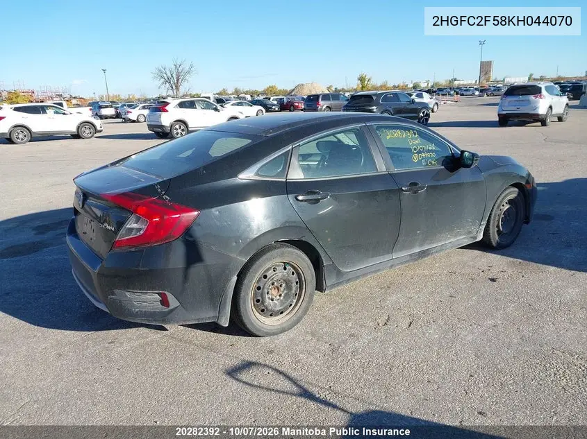 2019 HONDA CIVIC VIN 2HGFC2F58KH044070 — фото 4