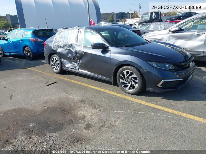 HONDA CIVIC 2019, VIN 2HGFC2F7XKH038689