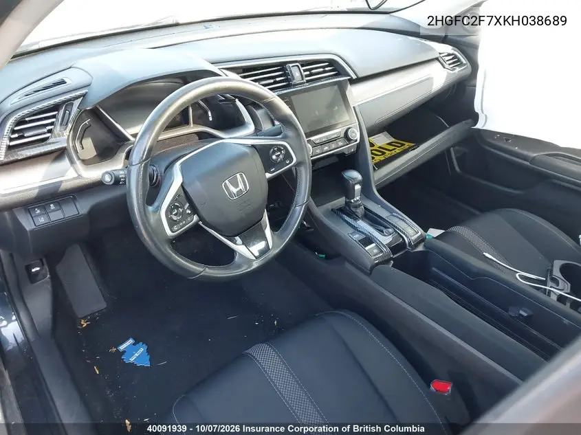 2019 HONDA CIVIC VIN 2HGFC2F7XKH038689 — фото 5