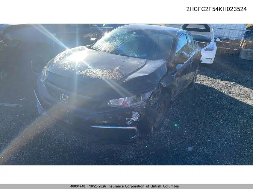 HONDA CIVIC 2019, VIN 2HGFC2F54KH023524