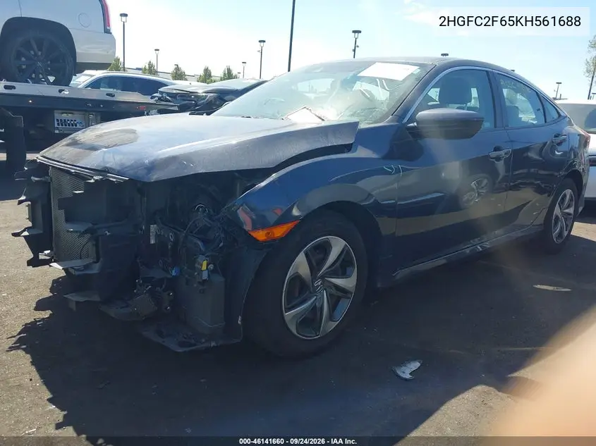 2019 HONDA CIVIC VIN 2HGFC2F65KH561688 — фото 2