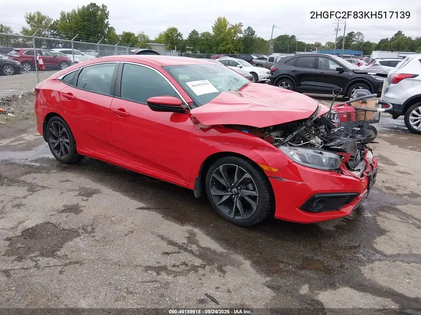 HONDA CIVIC 2019, VIN 2HGFC2F83KH517139