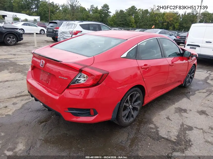2019 HONDA CIVIC VIN 2HGFC2F83KH517139 — фото 4