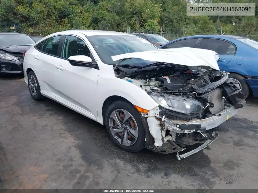 HONDA CIVIC 2019, VIN 2HGFC2F64KH568096
