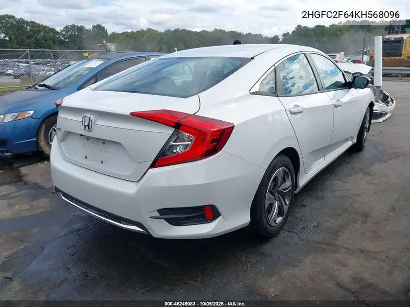 2019 HONDA CIVIC VIN 2HGFC2F64KH568096 — фото 4