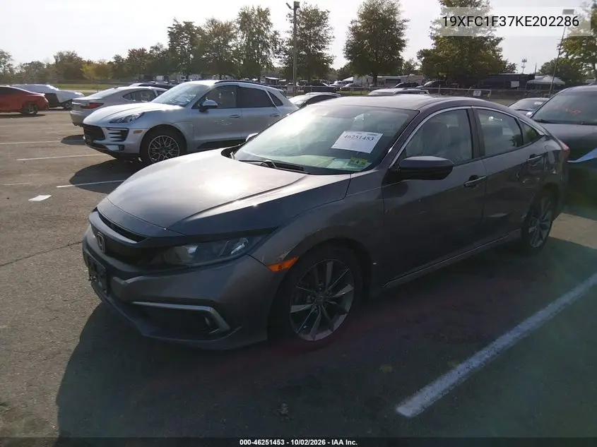 2019 HONDA CIVIC VIN 19XFC1F37KE202286 — фото 2
