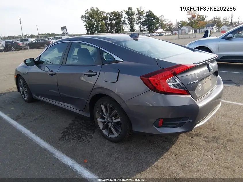 2019 HONDA CIVIC VIN 19XFC1F37KE202286 — фото 3
