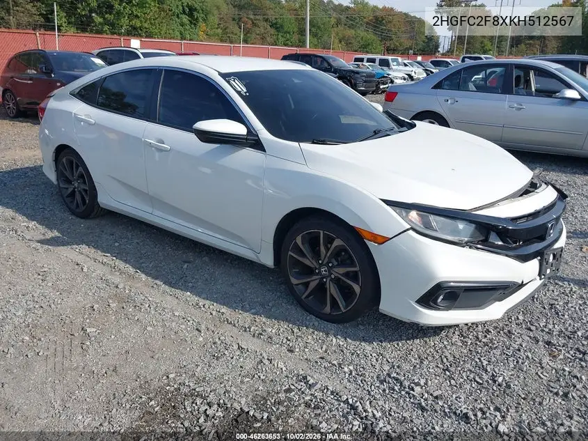 HONDA CIVIC 2019, VIN 2HGFC2F8XKH512567