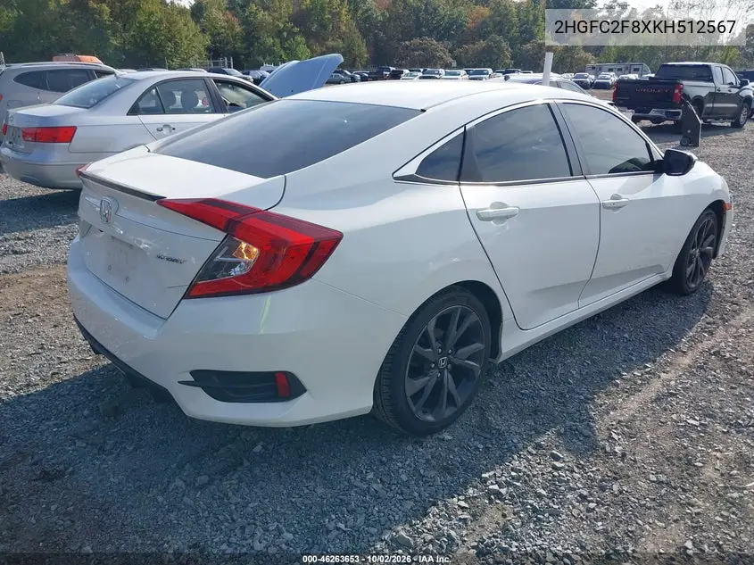 2019 HONDA CIVIC VIN 2HGFC2F8XKH512567 — фото 4
