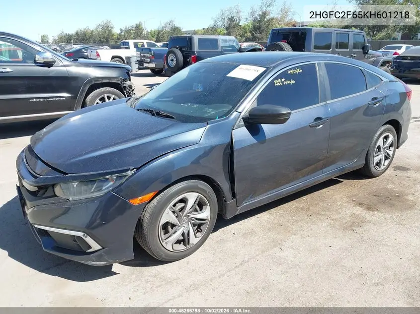 2019 HONDA CIVIC VIN 2HGFC2F65KH601218 — фото 2