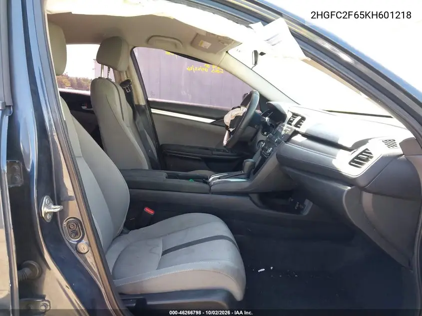 2019 HONDA CIVIC VIN 2HGFC2F65KH601218 — фото 5