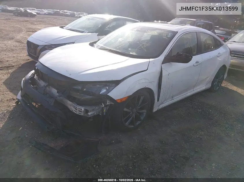 2019 HONDA CIVIC VIN JHMFC1F35KX013599 — фото 2