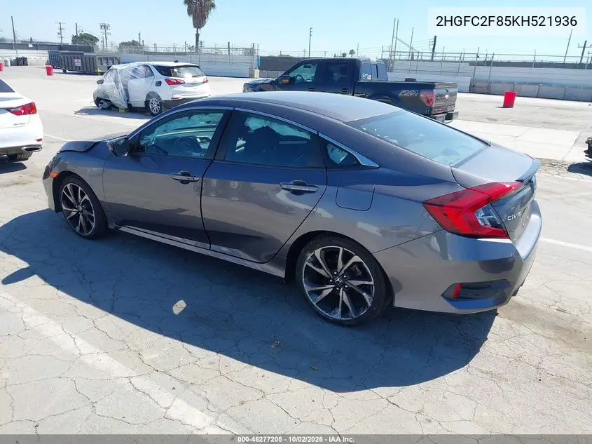 2019 HONDA CIVIC VIN 2HGFC2F85KH521936 — фото 3