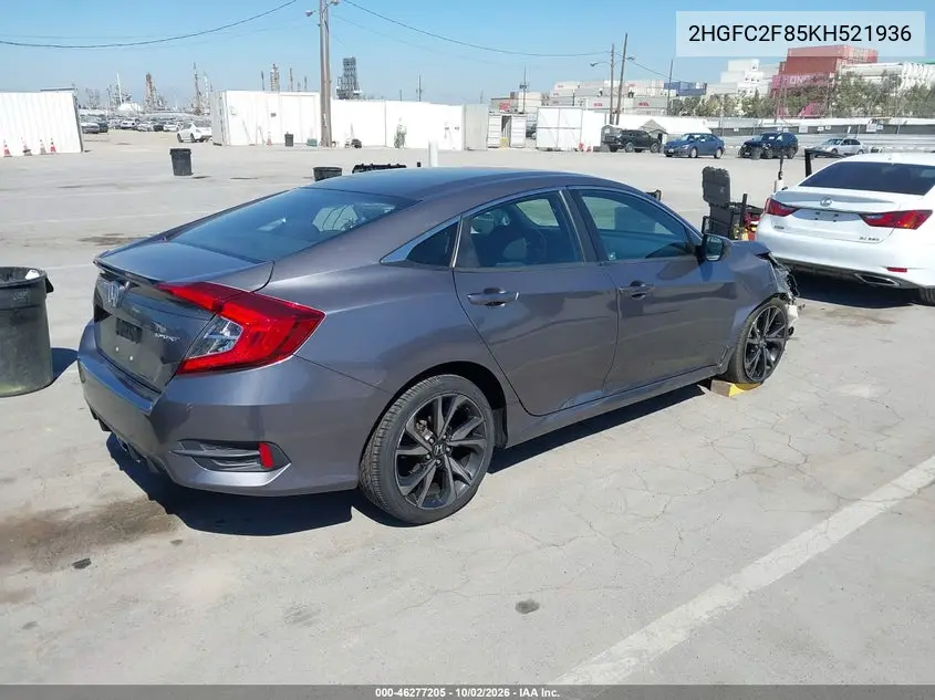 2019 HONDA CIVIC VIN 2HGFC2F85KH521936 — фото 4