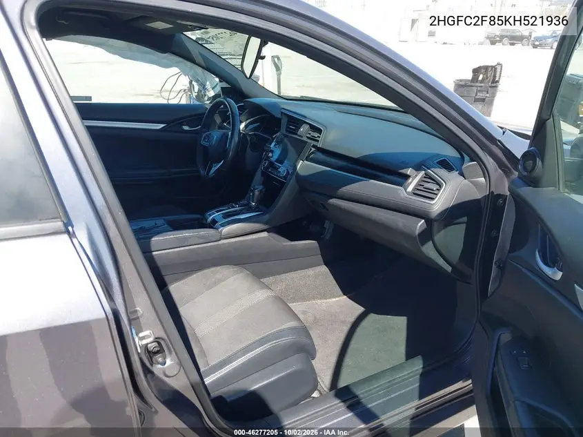 2019 HONDA CIVIC VIN 2HGFC2F85KH521936 — фото 5