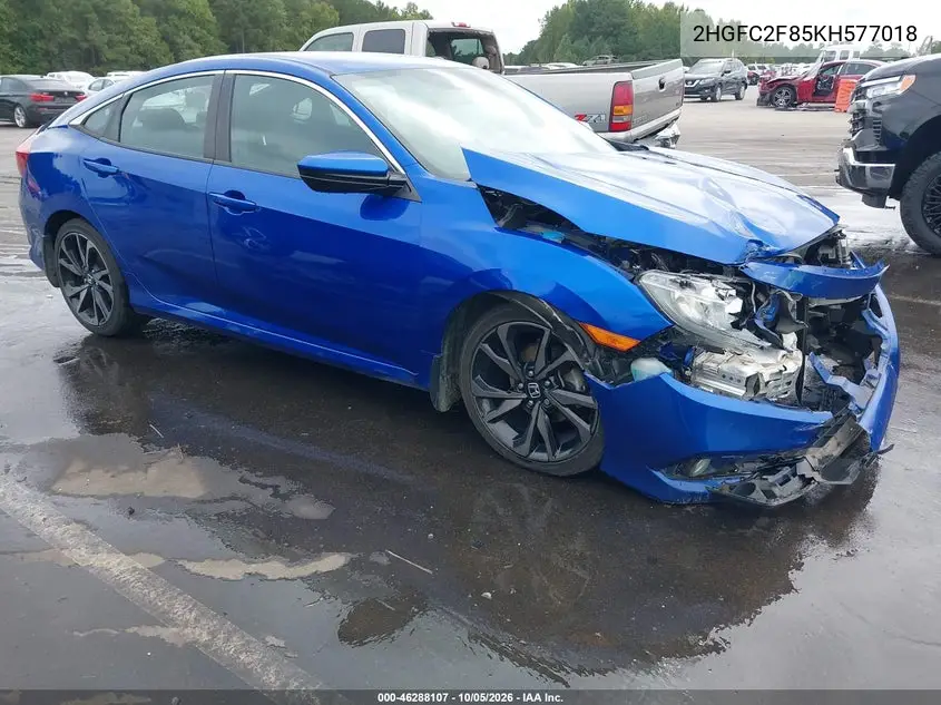 HONDA CIVIC 2019, VIN 2HGFC2F85KH577018