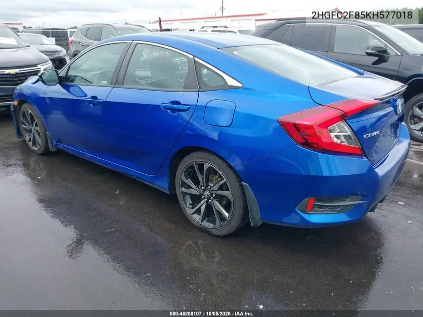 2019 HONDA CIVIC VIN 2HGFC2F85KH577018 — фото 3