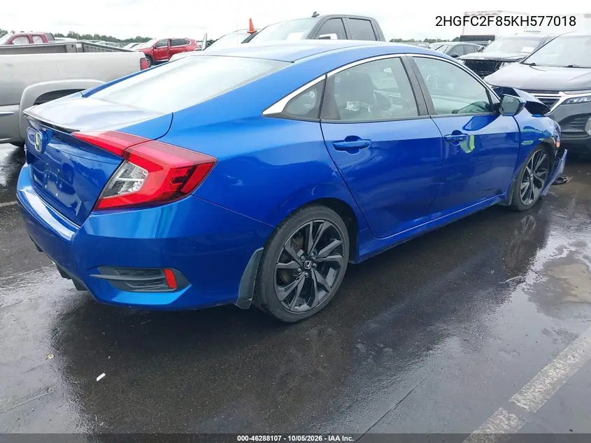 2019 HONDA CIVIC VIN 2HGFC2F85KH577018 — фото 4