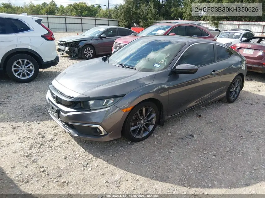 2019 HONDA CIVIC VIN 2HGFC3B30KH350626 — фото 2