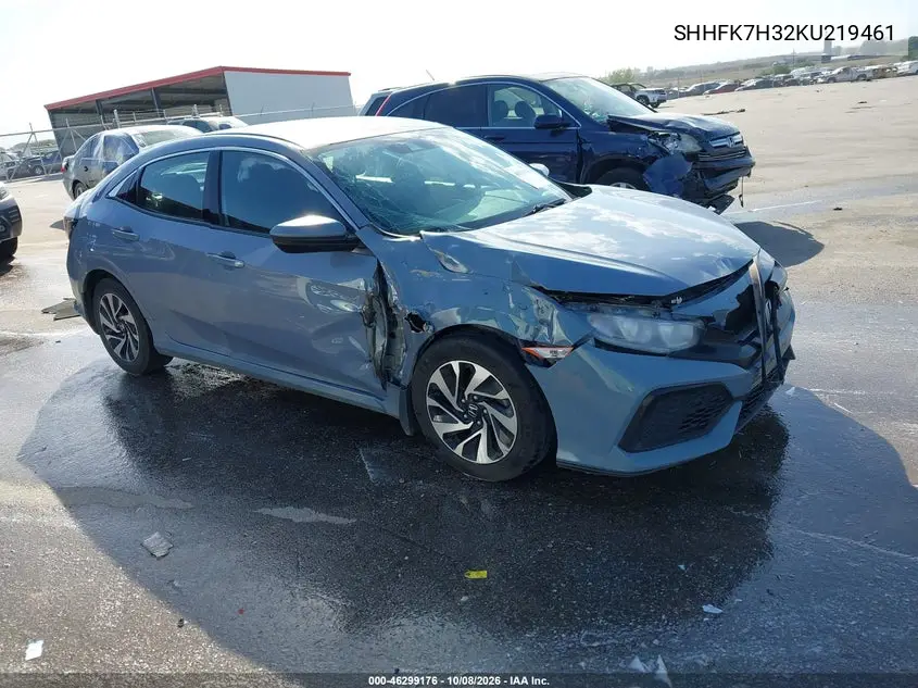 HONDA CIVIC 2019, VIN SHHFK7H32KU219461