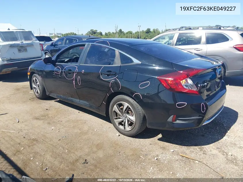 2019 HONDA CIVIC VIN 19XFC2F63KE049227 — фото 3