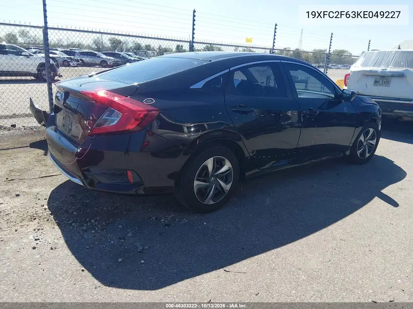 2019 HONDA CIVIC VIN 19XFC2F63KE049227 — фото 4
