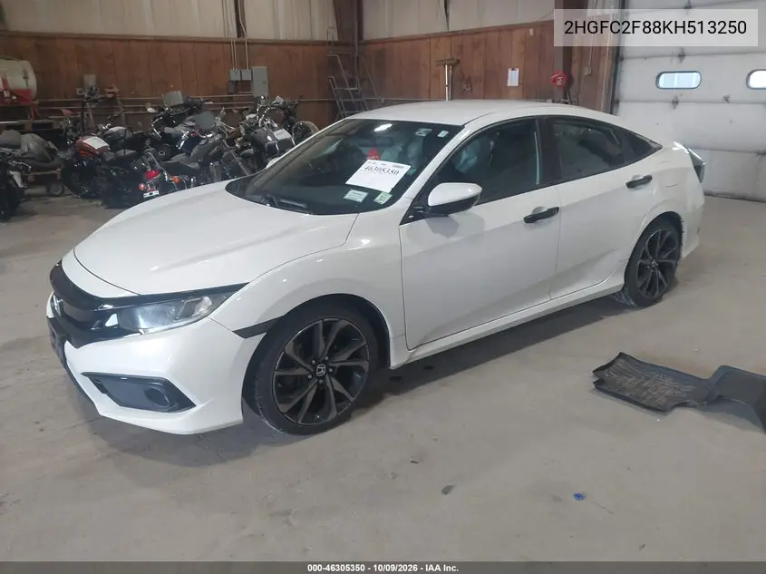 2019 HONDA CIVIC VIN 2HGFC2F88KH513250 — фото 2