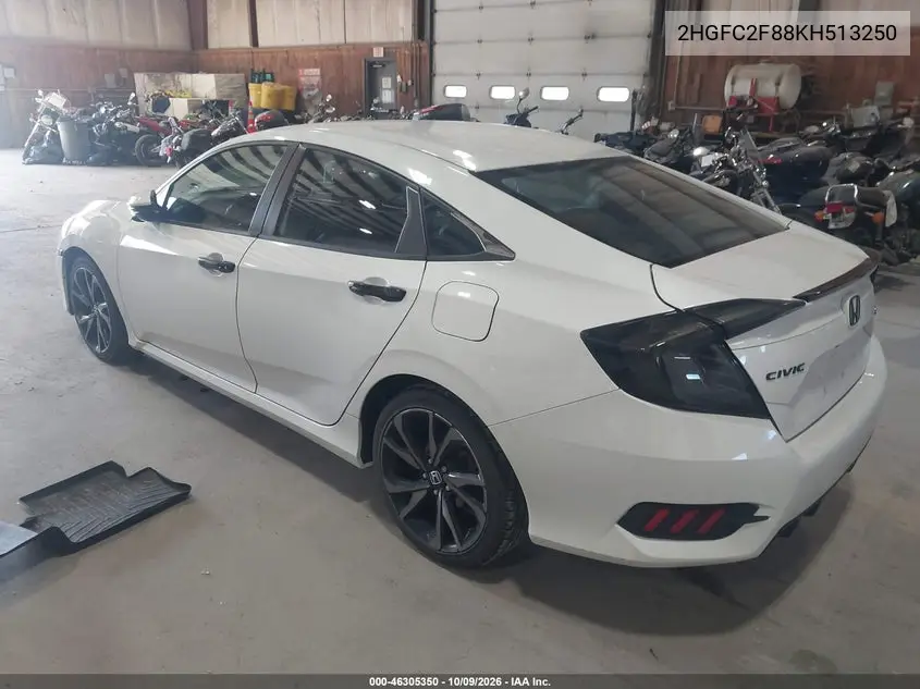 2019 HONDA CIVIC VIN 2HGFC2F88KH513250 — фото 3