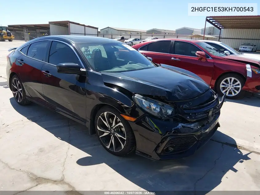 HONDA CIVIC 2019, VIN 2HGFC1E53KH700543