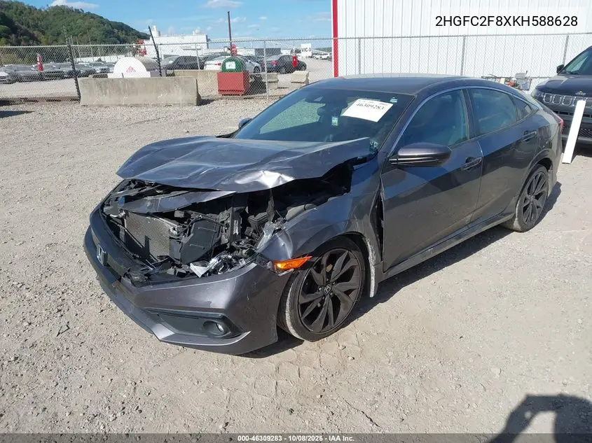 2019 HONDA CIVIC VIN 2HGFC2F8XKH588628 — фото 2