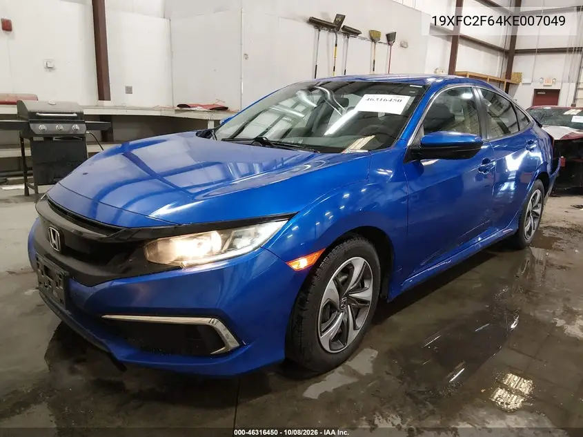 2019 HONDA CIVIC VIN 19XFC2F64KE007049 — фото 2