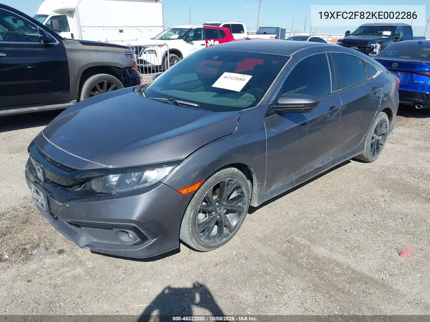 2019 HONDA CIVIC VIN 19XFC2F82KE002286 — фото 2