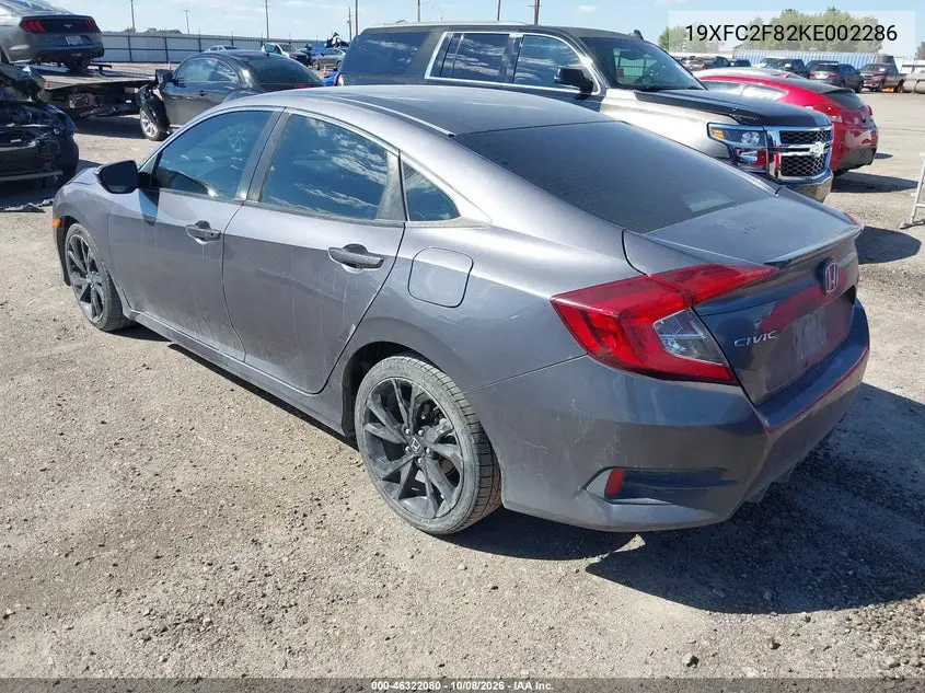 2019 HONDA CIVIC VIN 19XFC2F82KE002286 — фото 3