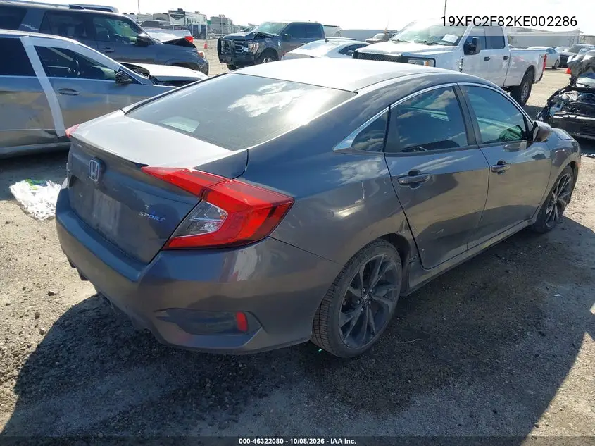 2019 HONDA CIVIC VIN 19XFC2F82KE002286 — фото 4