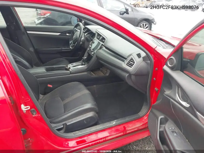 2019 HONDA CIVIC VIN 2HGFC2F83KH598076 — фото 5