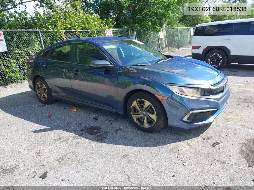 HONDA CIVIC 2019, VIN 19XFC2F68KE018538