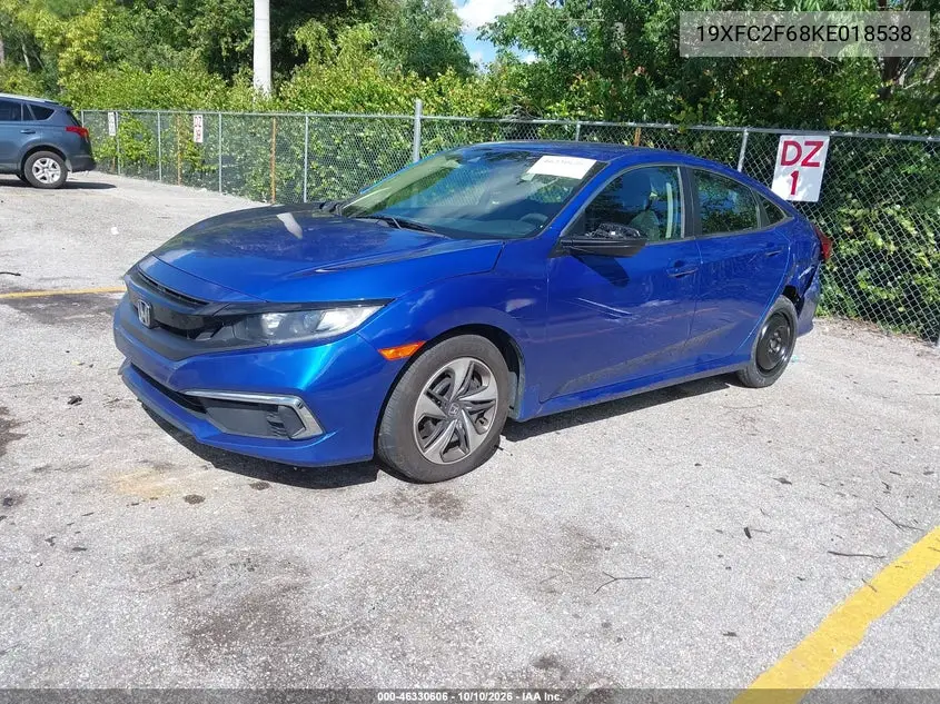 2019 HONDA CIVIC VIN 19XFC2F68KE018538 — фото 2