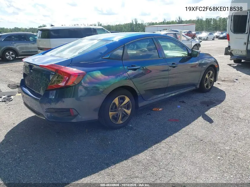 2019 HONDA CIVIC VIN 19XFC2F68KE018538 — фото 4