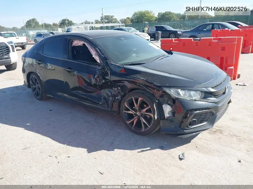 HONDA CIVIC 2019, VIN SHHFK7H46KU202526