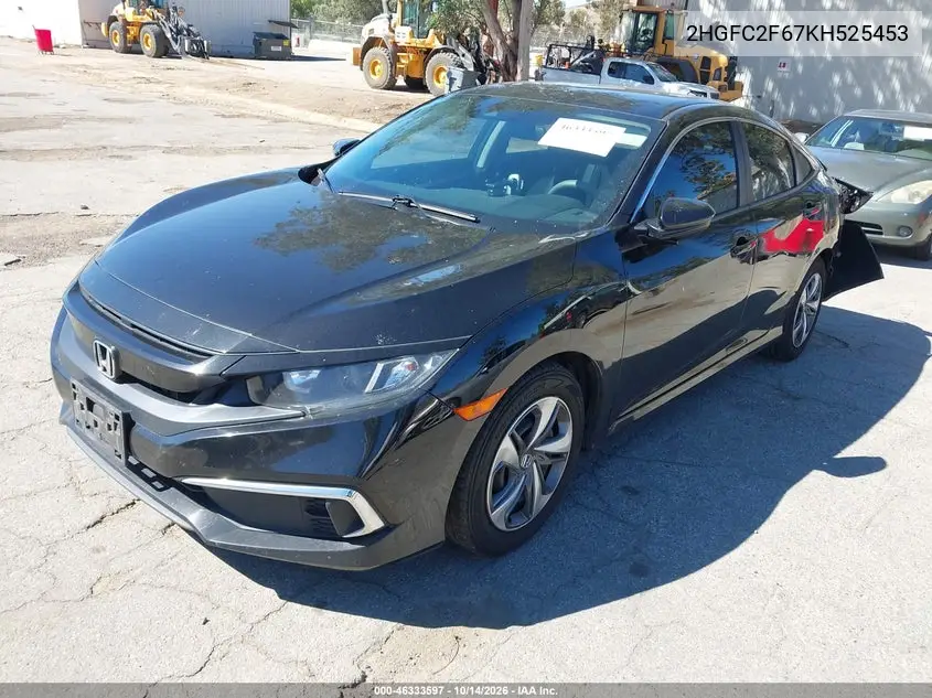 2019 HONDA CIVIC VIN 2HGFC2F67KH525453 — фото 2