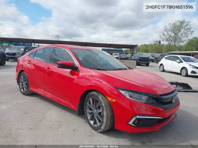 HONDA CIVIC 2019, VIN 2HGFC1F78KH651596