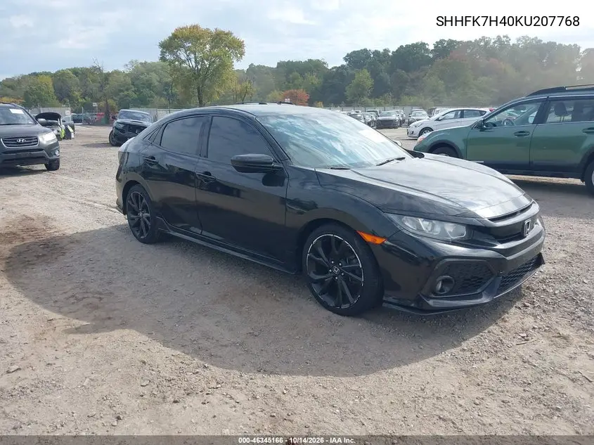 HONDA CIVIC 2019, VIN SHHFK7H40KU207768