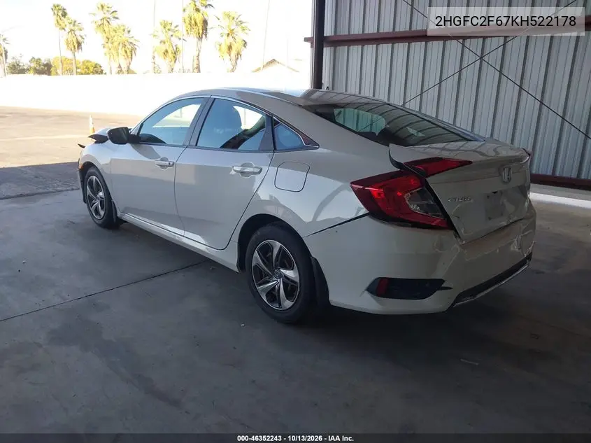 2019 HONDA CIVIC VIN 2HGFC2F67KH522178 — фото 3