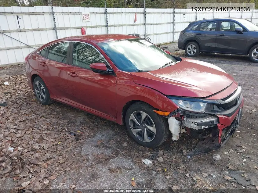 HONDA CIVIC 2019, VIN 19XFC2F64KE213536
