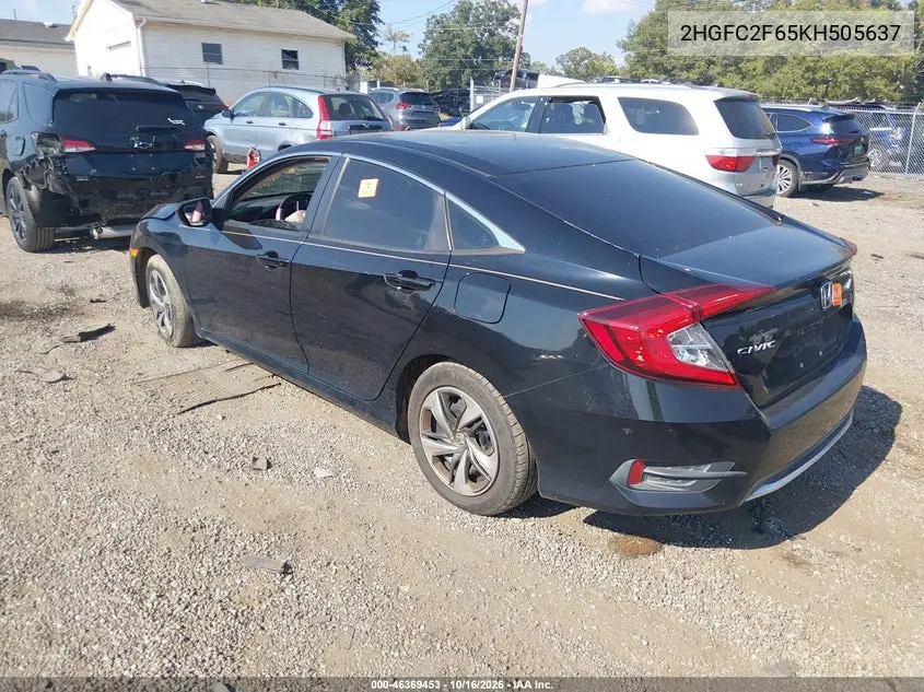 2019 HONDA CIVIC VIN 2HGFC2F65KH505637 — фото 3