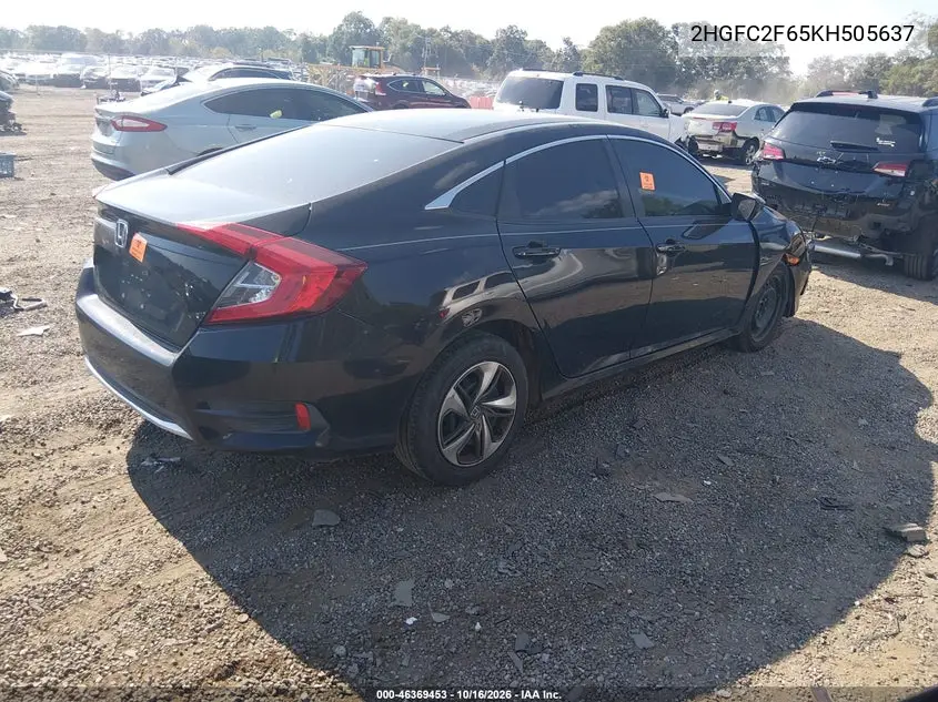 2019 HONDA CIVIC VIN 2HGFC2F65KH505637 — фото 4